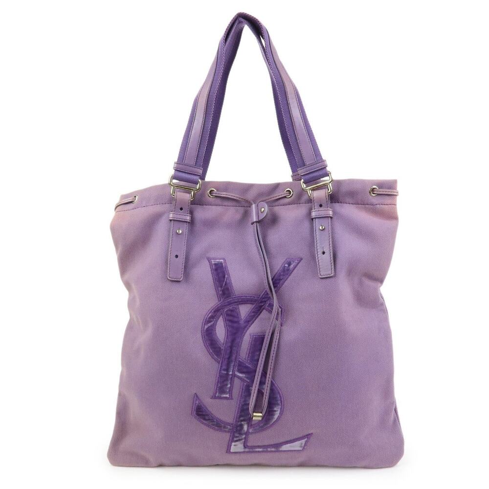 Saint Laurent Kahala Cassandra Canvas Tote Bag Purple